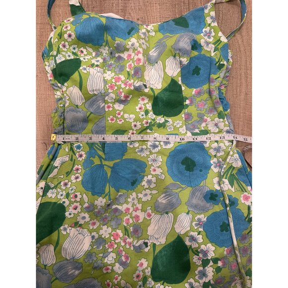 Vintage Cole of California Blue Floral Print Scoop Neck Sleeveless Swimsuit Sz 4 - Picture 6 of 9